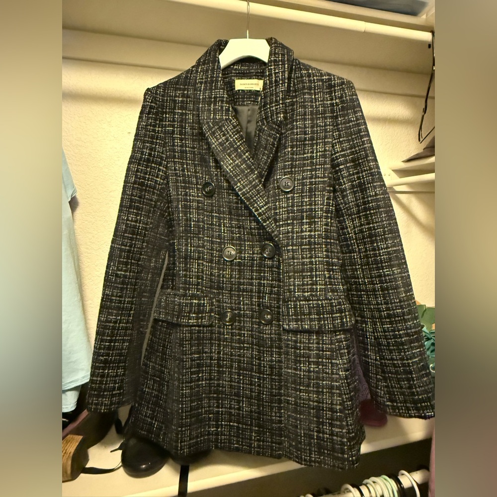 Saint and Hearts Black Tweed button up jacket